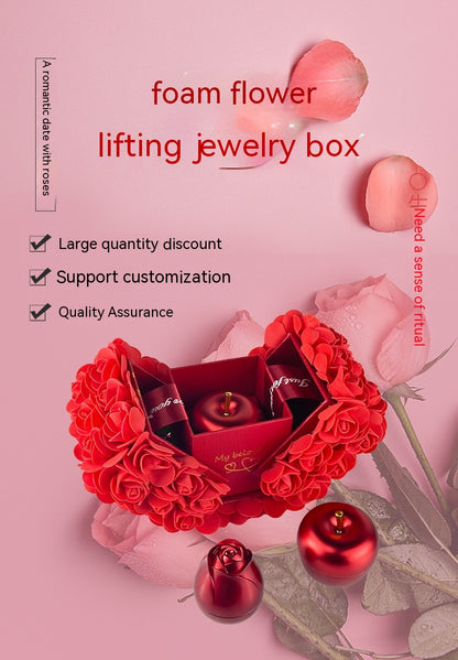 Valentines Day Gift Soap Rose Gift Box Crystal Pendant Necklace Eternal Flower Jewelry Box Set
